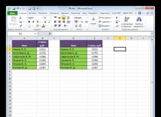 Как сравнить два столбца в Excel на совпадения